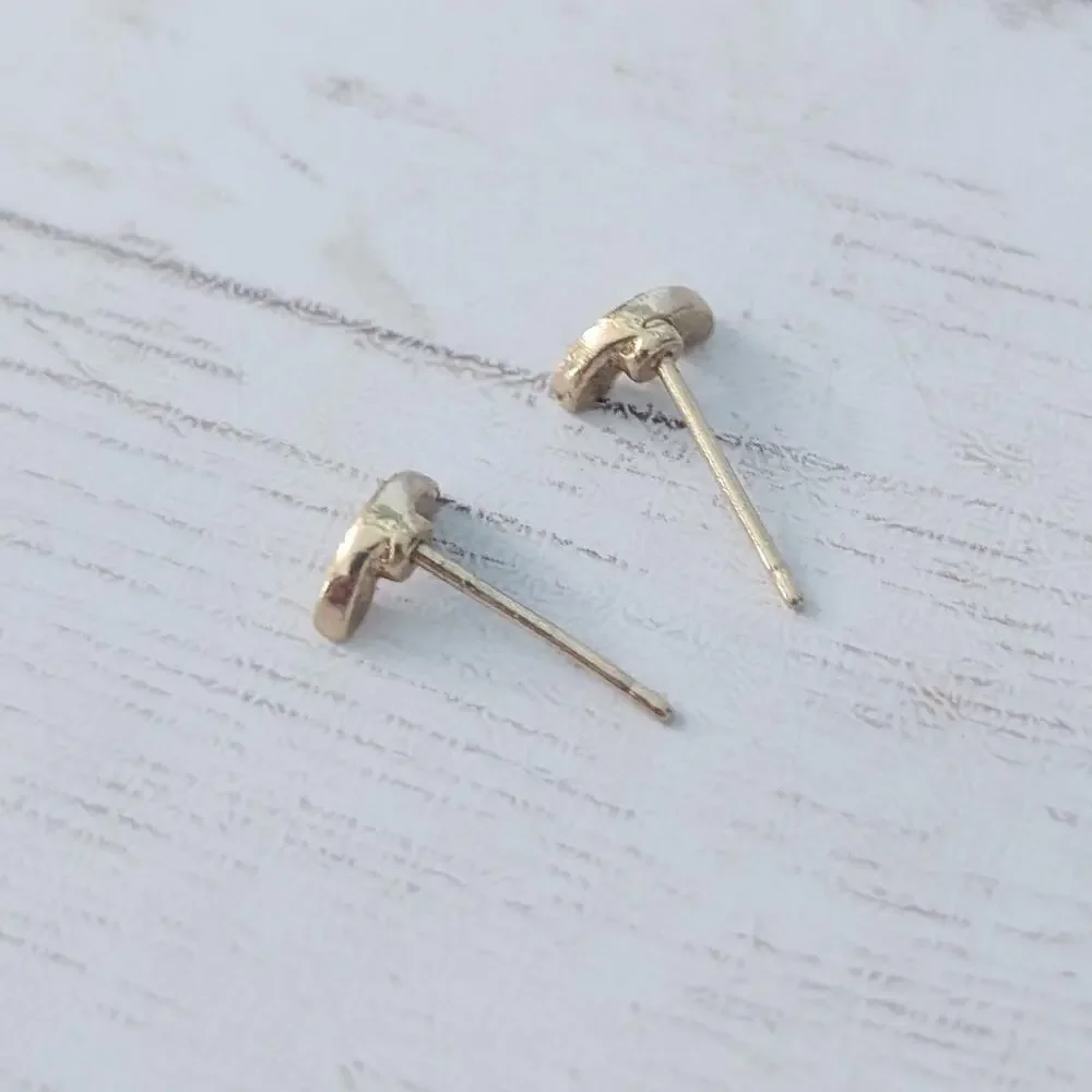 Stud Earrings - Gold Tone Arch Shape - Dainty - Fair Condition